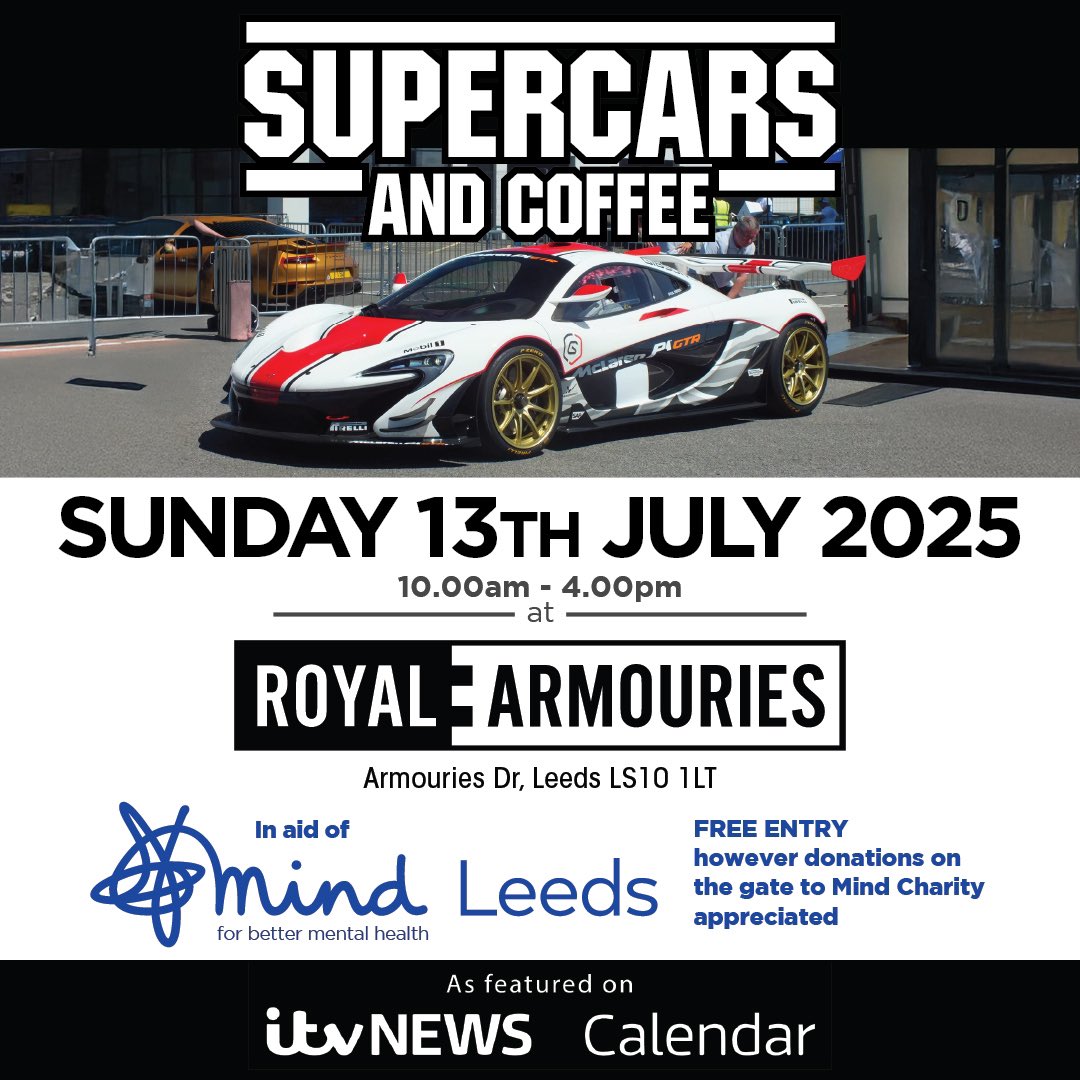 SandClds's tweet photo. Here we go again for the 6th year! Supercars And Coffee this year at @RoyalArmouries again in aid of @LeedsMind #supercars #charity #event #porsche #ferrari #lamborghini #mclaren #astonmartin https://t.co/y4qMMXlT4X
