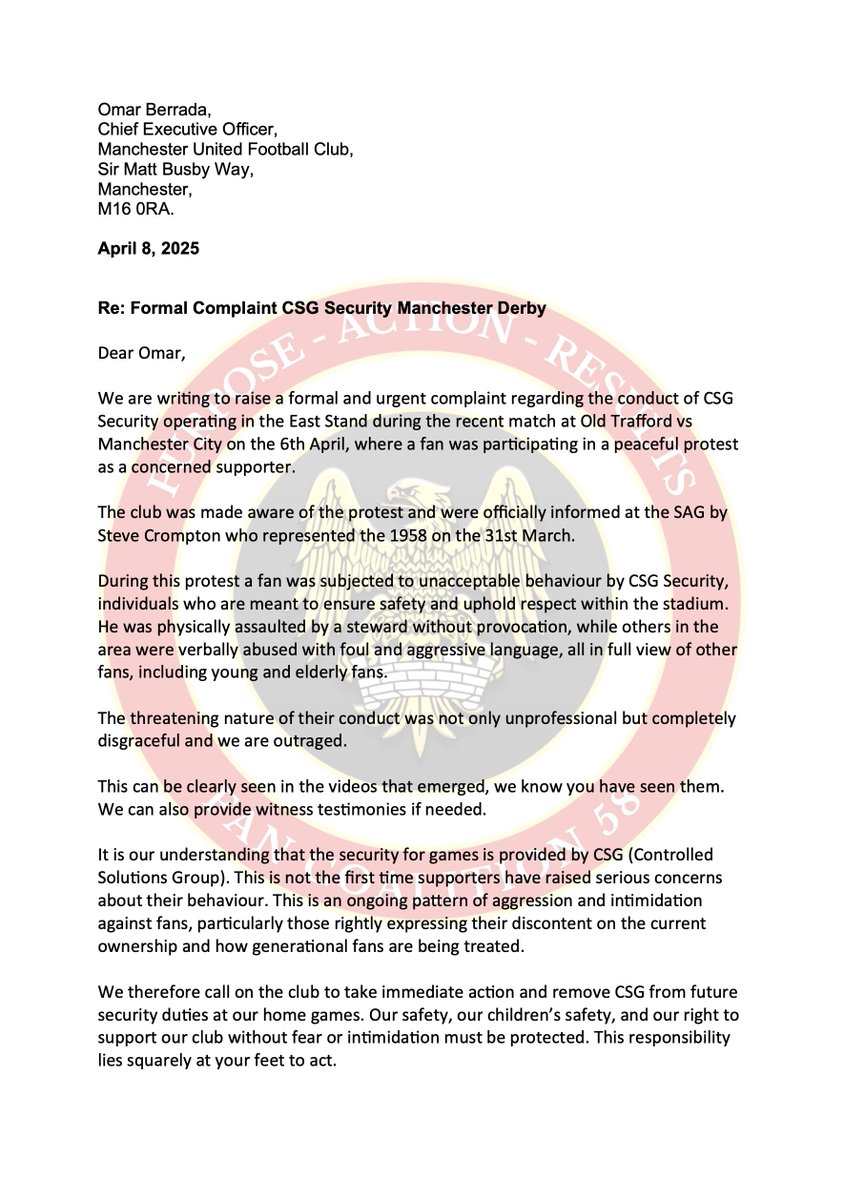 The__1958's tweet image. 🗣️Update on the incident in East Stand
Just in the way of an update we have spoken to the fan involved in the incident during the sit in protest on Sunday.
There are obviously some details we cannot reveal with respect to the fan involved and also for legal reasons.
We offered…