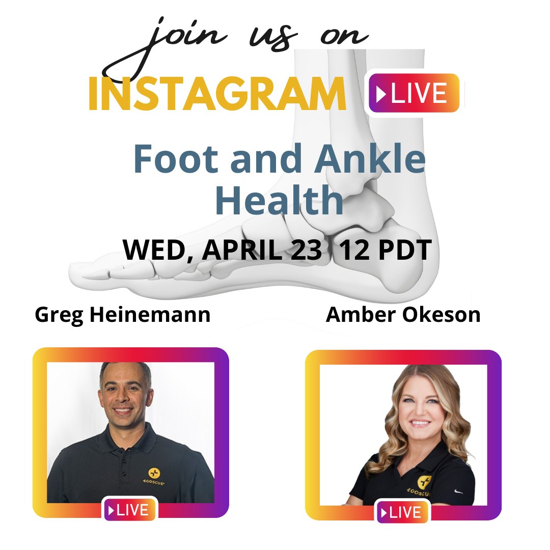 Egoscuemethod's tweet photo. Webinar: Foot Health
Join us Wed, April 23rd at 3pm ET on The Egosue Method's Instagram Page

Greg Heinemann and Amber Okeson will cover why muscle imbalances are major contributors to foot pain and what you can do to alleviate foot pain right now and avoid future foot issues. https://t.co/T4CBFQAdXP