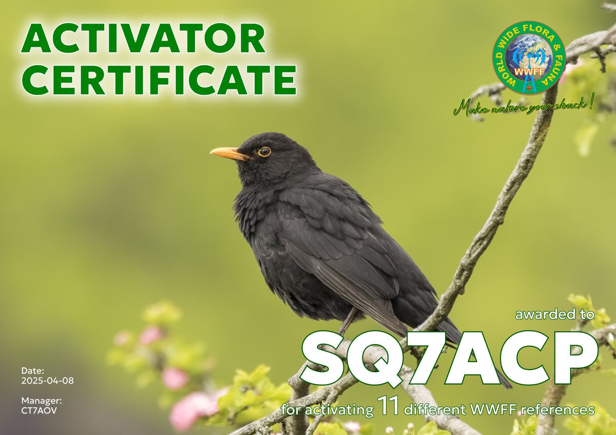 sq7acp's tweet photo. Dyplom za aktywację parków SPFF z programu WWFF 😊
#spff #wwff #spffactivator #wwffactivator https://t.co/PHipLsSG5K