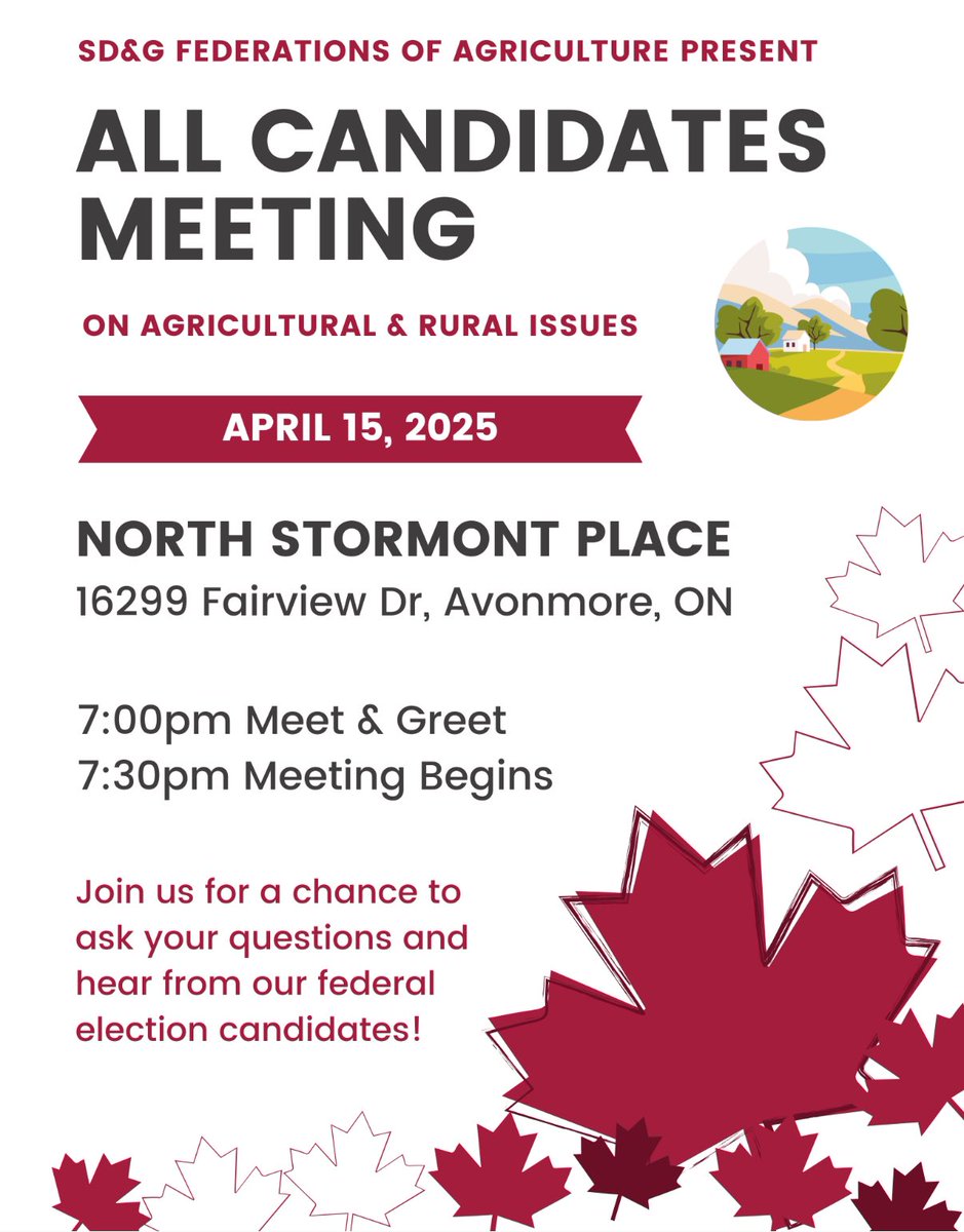 dfergusonGGF's tweet image. Happening next week - cohosted by the Glengarry, Stormont and Dundas Federations of Agriculture