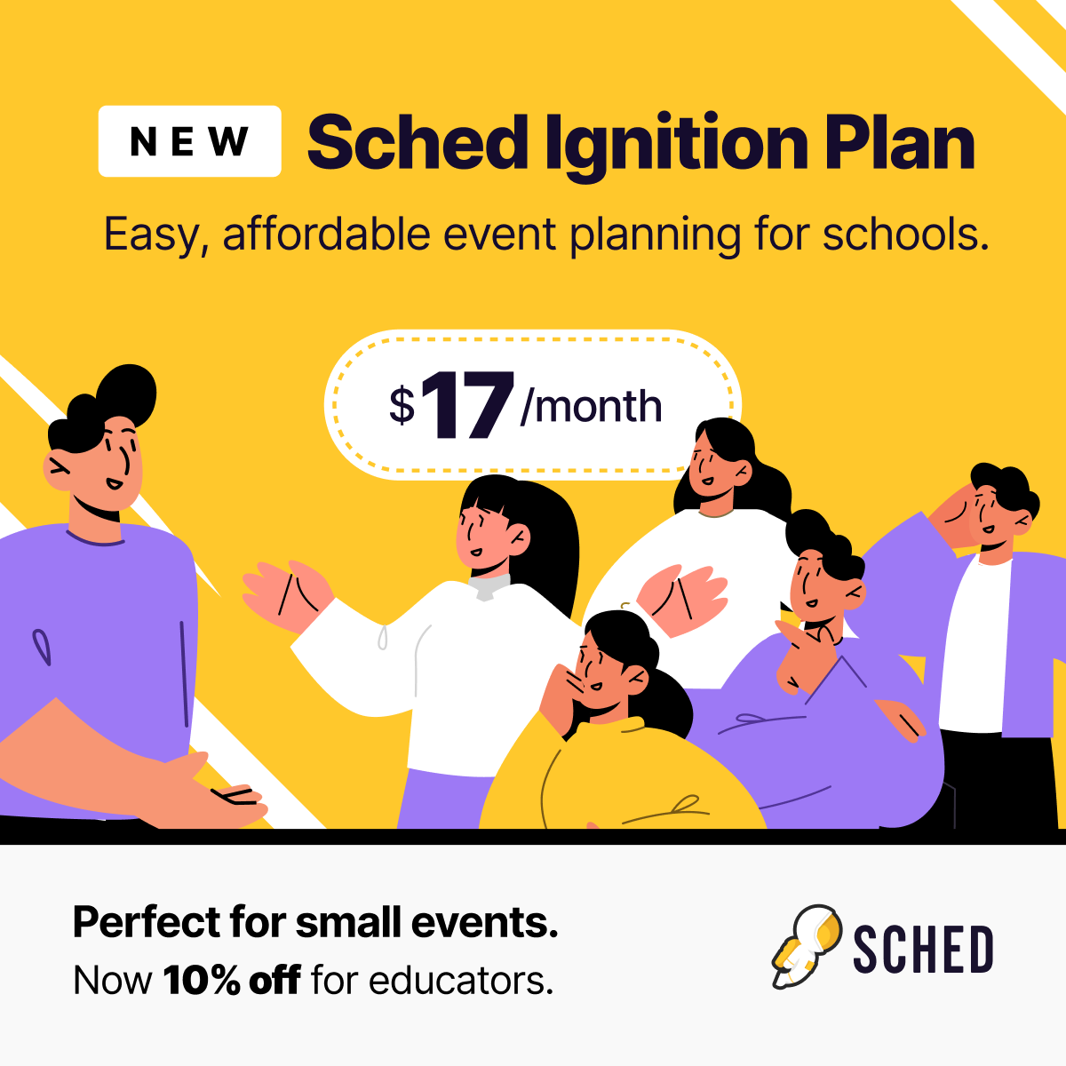 sched's tweet image. Planning a small school event?

Meet the new Sched Ignition Plan 🎉
✔️ 1 event, 150 attendees
✔️ Branded site
✔️ Real-time updates
✔️ 10% off for educators

Easy, affordable, educator-approved 🏫
👉 hubs.ly/Q03gBwvT0 

#K12 #EdTech #SchoolEvents #EdChat