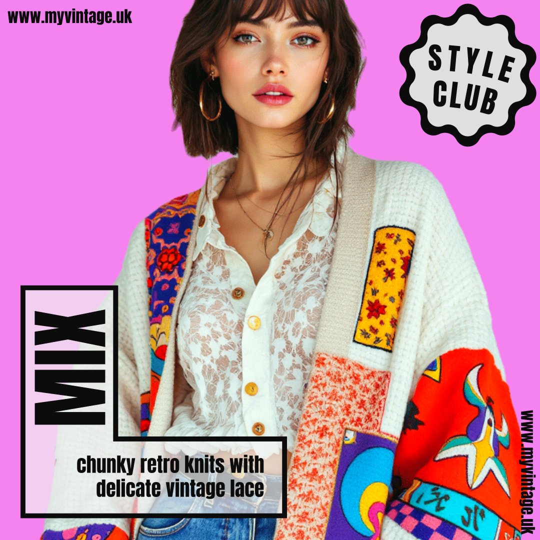 myvintage's tweet image. My Vintage Style Club!
Today's Top Tip: Mix chunky and colourful retro knitwear with delicate and pretty vintage lace 😍
#vintagestyle #styletips #fashiontips #stylingtips
wix.to/ewDW7zq