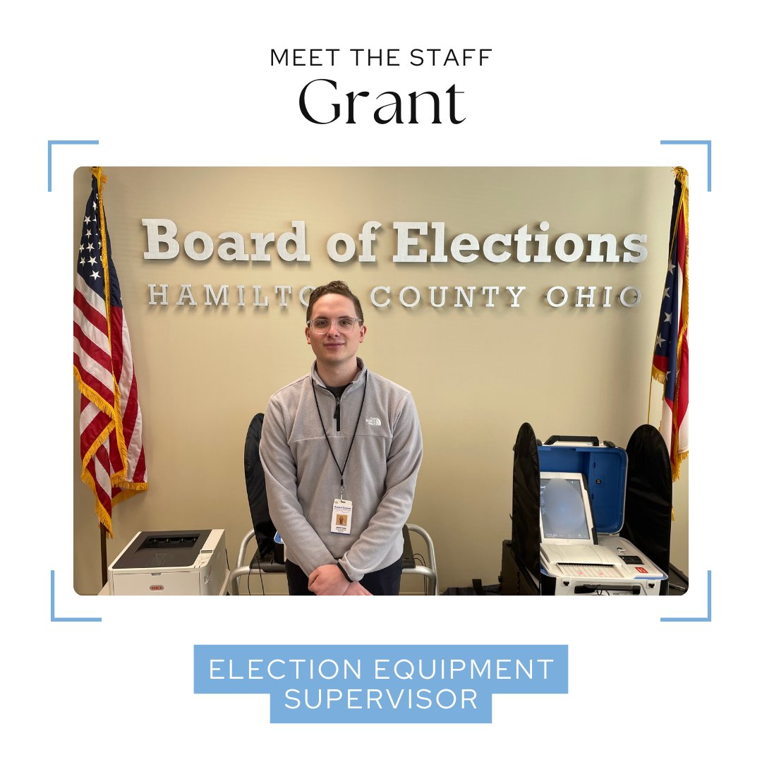 Meet Grant, our new Election Equipment Supervisor. He will work in our Operations Department preparing voting equipment for polling locations. He and his team are busy making sure equipment is ready for voting on Election Day. Join us in congratulating him!