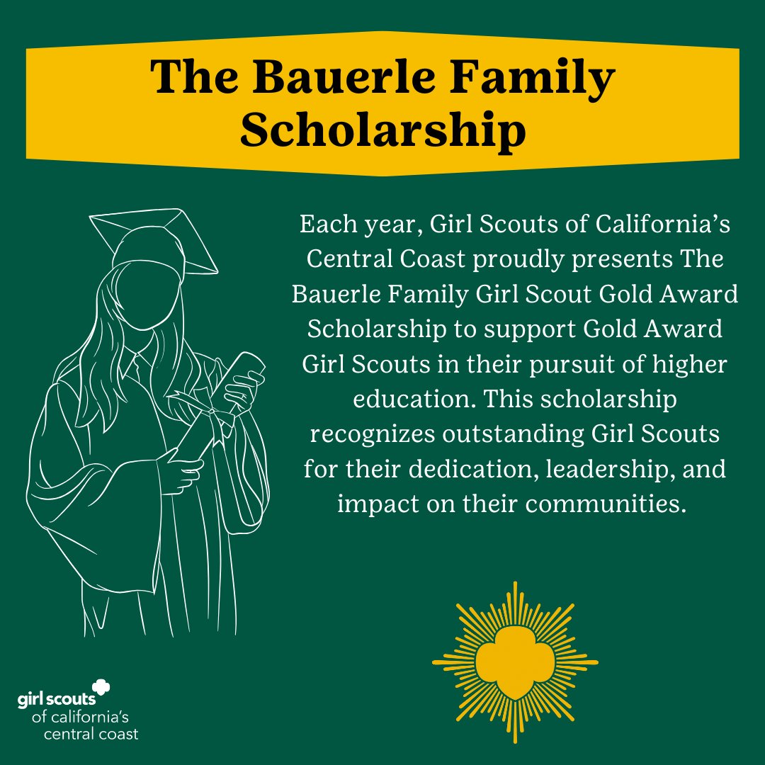 Each year, GSCCC presents The Bauerle Family Gold Award Scholarship to support Gold Award Girl Scouts in their pursuit of higher education. This scholarship recognizes Girl Scouts for their dedication, leadership, and impact on their communities. 💚🎓 

#GoldAward #Scholarship