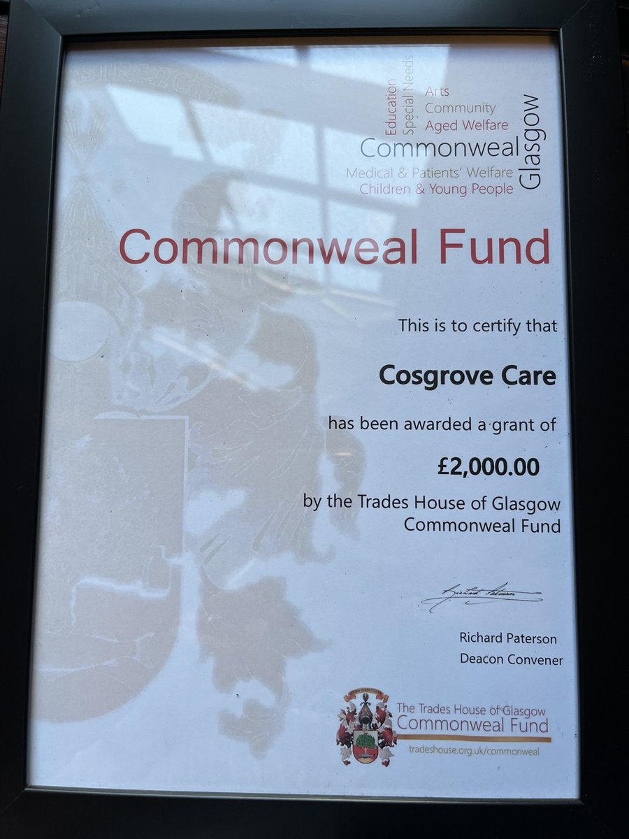 Fantastic to be ⁦<a href="/TradesHouse/">Trades House Glasgow</a>⁩ tonight receiving £2k to support our family day on 5 May 2025! #nevermoreneeded