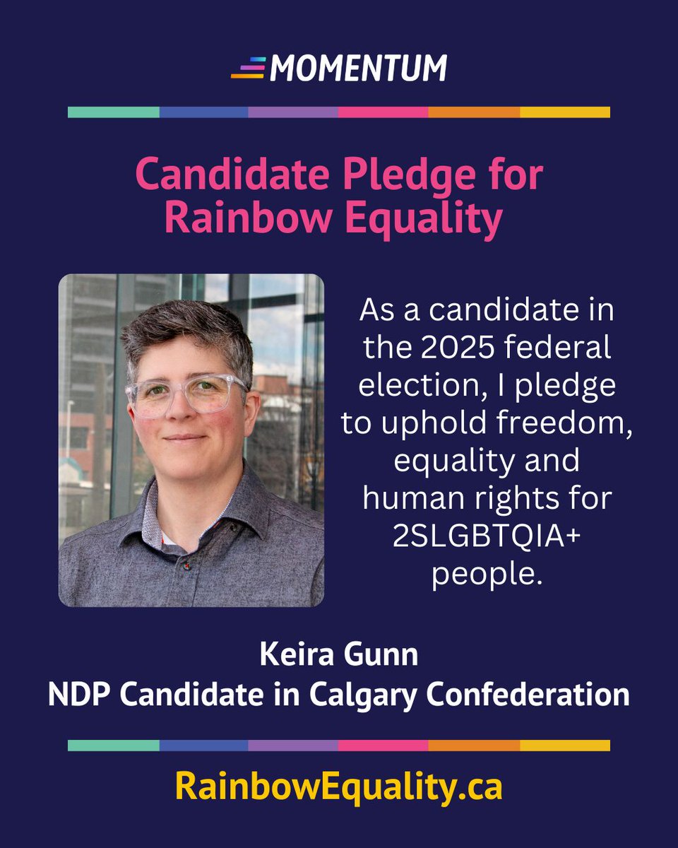 I pledge to uphold freedom, equality, and human rights for 2SLBTQIA+ people. <a href="/queermomentum/">Momentum</a> RainbowEquality.ca