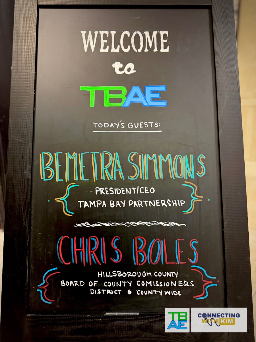 TBAE Network (@tbaenet) on Twitter photo Two new episodes of <a href="/KimConnecting/">Connecting with Kim</a> coming soon! Featuring Bemetra Simmons, President/CEO - Tampa Bay Partnership and Chris Boles, HC BOCC District 6 Countywide.
Bemetra Simmons -Apr 22 & 25 @ 10 4 & 8 Apr 27 @ 9 & 7
Chris Boles -Apr 29 & May 2 @ 10 4 & 8 May 4 @ 9 & 7 Two new episodes of <a href="/KimConnecting/">Connecting with Kim</a> coming soon! Featuring Bemetra Simmons, President/CEO - Tampa Bay Partnership and Chris Boles, HC BOCC District 6 Countywide.
Bemetra Simmons -Apr 22 & 25 @ 10 4 & 8 Apr 27 @ 9 & 7
Chris Boles -Apr 29 & May 2 @ 10 4 & 8 May 4 @ 9 & 7