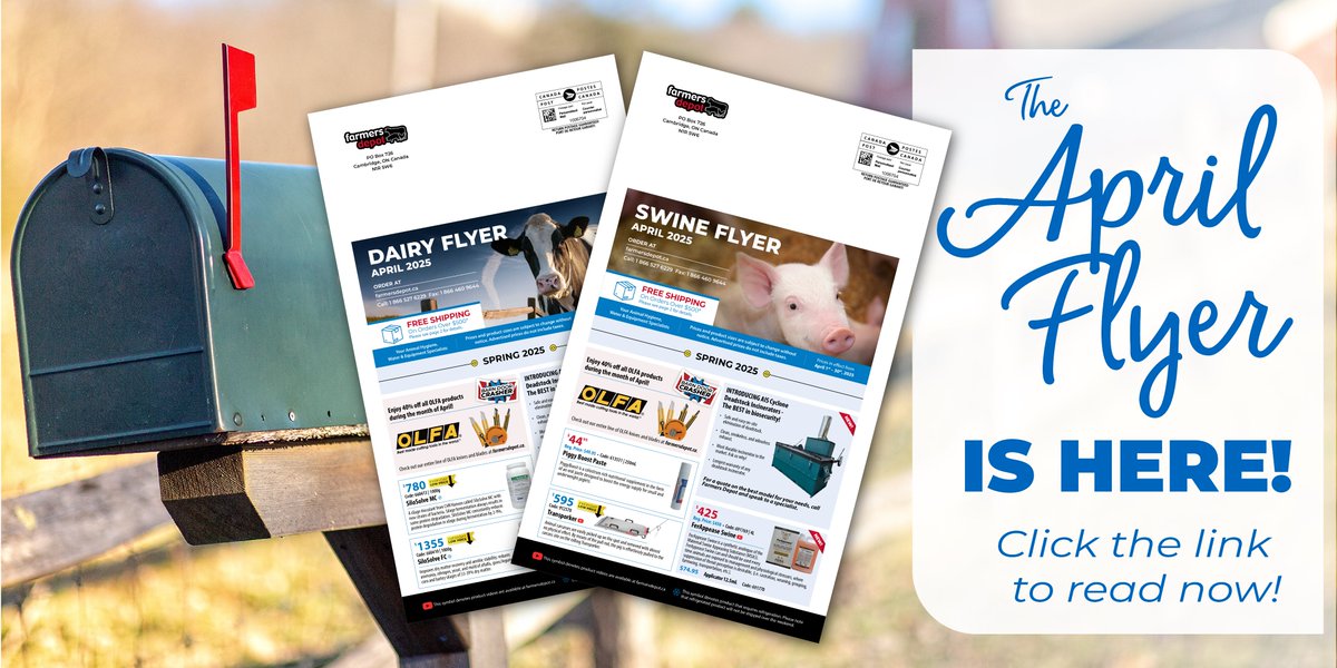 🌱April Flyers Have Arrived &amp; Spring savings are officially here! 🌷🐄🐑🐓🐖 
Our April Flyers are packed full of deals tailored for your farm and livestock needs. 
Check them out by clicking the links below 
🐄: link.gvfgroup.ca/april-dairy-fl… 
🐖: link.gvfgroup.ca/april-swine-fl… 
#AprilDeals