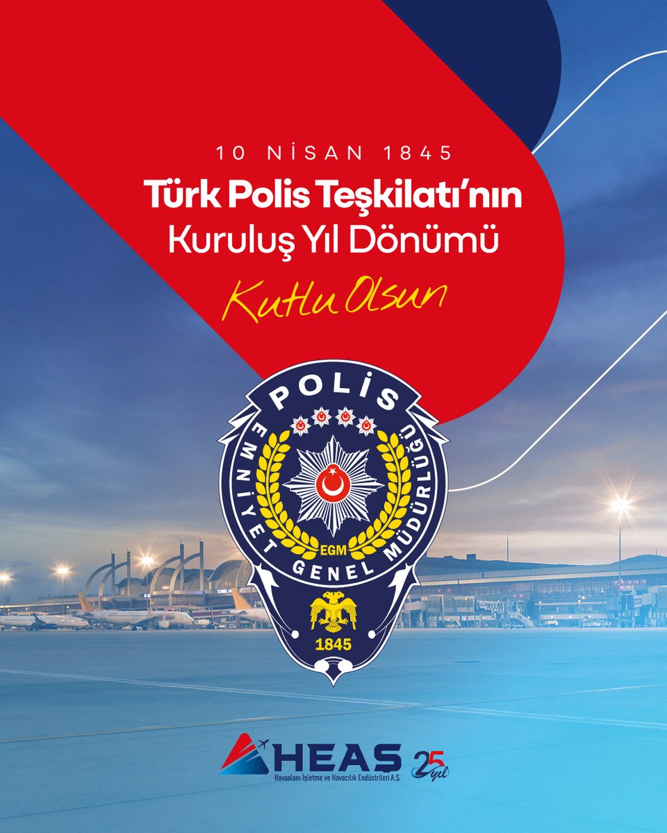 heasresmi's tweet photo. Türk Polis Teşkilatı’nın 180. kuruluş yıl dönümünü kutluyor; toplumumuzun huzuru, güvenliği ve kamu düzeninin tesisi için özveriyle görev yapan tüm emniyet mensuplarımıza teşekkür ediyoruz. https://t.co/x74MReuzpR