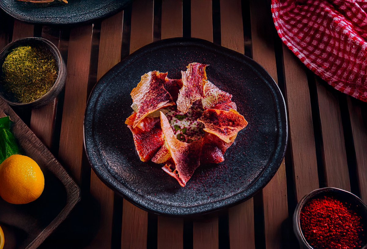 Fresco de salmón, vinagreta cortada de yogurt, perejil y limoncello, papel de papa y remolachas agridulce. <a href="/MarriottBogota/">Bogota Marriott</a> #Pimento2025