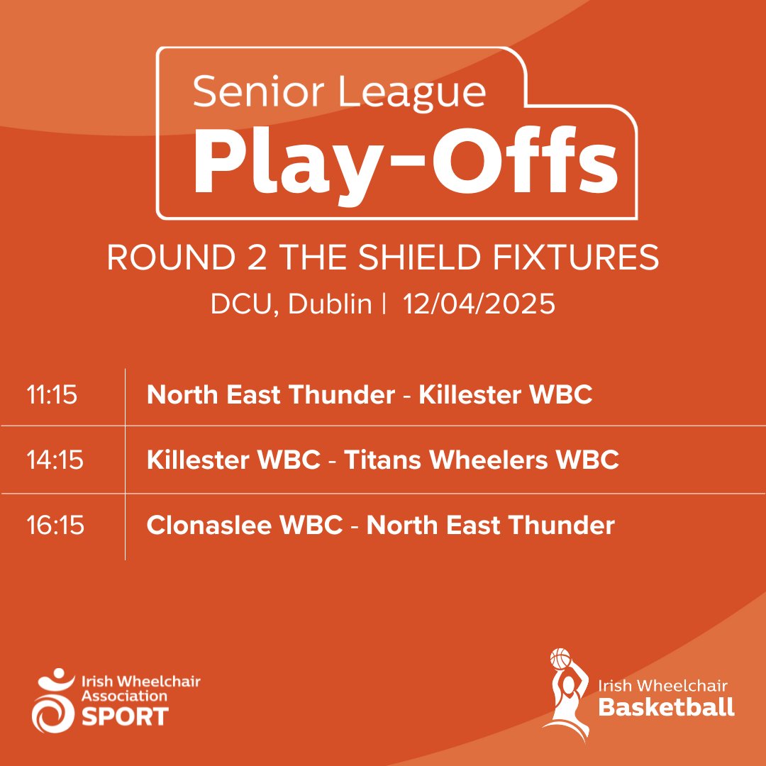 IWA-Sport (@iwasport) on Twitter photo Unfortunately <a href="/LimerickCeltics/">Limerick Celtics</a> have had to withdraw from Saturday's 2nd round of the Irish Wheelchair Basketball League Play-Offs. As a result the schedule has been revised with <a href="/RebelWheelers/">Rebel Wheelers Multi-Sport Club</a> MSC 2 taking on <a href="/southeastswifts/">SouthEast Swifts WBC</a> to start the day!
<a href="/sportireland/">Sport Ireland</a> <a href="/ParalympicsIRE/">Paralympics Ireland</a> Unfortunately <a href="/LimerickCeltics/">Limerick Celtics</a> have had to withdraw from Saturday's 2nd round of the Irish Wheelchair Basketball League Play-Offs. As a result the schedule has been revised with <a href="/RebelWheelers/">Rebel Wheelers Multi-Sport Club</a> MSC 2 taking on <a href="/southeastswifts/">SouthEast Swifts WBC</a> to start the day!
<a href="/sportireland/">Sport Ireland</a> <a href="/ParalympicsIRE/">Paralympics Ireland</a>