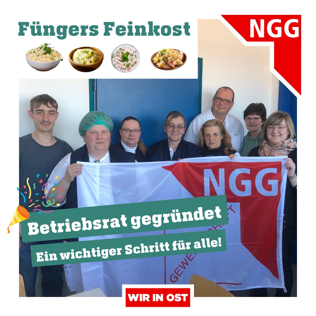 Einige Jahre war der Betrieb Füngers Feinkost in Oranienbaum-Wörlitz ohne betriebliche Interessensvertretung. Die Konsequenz = Arbeitsverdichtung &amp; Mehrarbeit. 
Doch damit ist Schluss! Der 9er Betriebsrat wird sich jetzt für die Belange der Belegschaft einsetzten! #Mitbestimmung