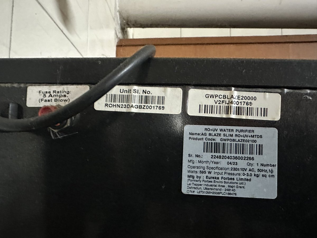 sumitsinghLKO's tweet photo. @EurekaForbes Bought this product in 2023 however, no service visit was done by your team neither the Product was registered at your website. Highly inconsiderate Customer care team with vague responses. The website claims that they are providing two service requests. https://t.co/3l3Hen0j8G