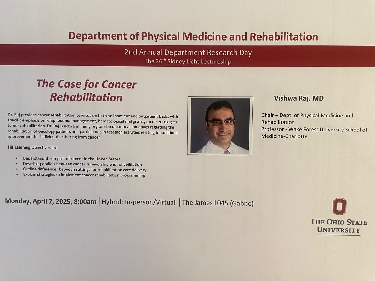 Vishwa Raj, M.D. (@vishrajmd) on Twitter photo It was a great pleasure to present the 36th Sidney Licht Lectureship at the <a href="/ohiostatepmr/">Ohio State Physical Medicine & Rehabilitation</a> 2nd Annual Department Research Day. Terrific experience with an excellent department. Special thanks to <a href="/DrYararFisher/">Ceren Yarar-Fisher</a> and <a href="/WhitneyLukeMD/">Whitney Luke, MD, MBA, MBOE</a> for the invitation! Really great team <a href="/OSUWexMed/">The Ohio State University Wexner Medical Center</a> It was a great pleasure to present the 36th Sidney Licht Lectureship at the <a href="/ohiostatepmr/">Ohio State Physical Medicine & Rehabilitation</a> 2nd Annual Department Research Day. Terrific experience with an excellent department. Special thanks to <a href="/DrYararFisher/">Ceren Yarar-Fisher</a> and <a href="/WhitneyLukeMD/">Whitney Luke, MD, MBA, MBOE</a> for the invitation! Really great team <a href="/OSUWexMed/">The Ohio State University Wexner Medical Center</a>