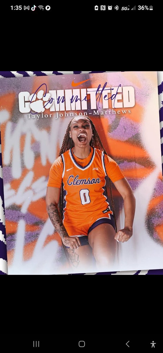 Congratulations again to Lady Arc Taylor Johnson-Matthews! Her journey is truly inspiring and a lesson to female basketball players for what hard work and talent can bring! Power 5. Clemson Tigers!