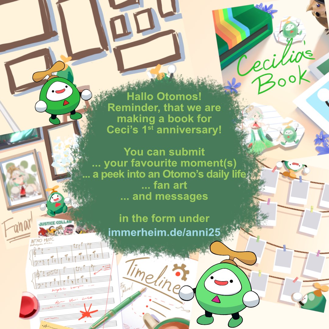 Hallo #Otomos!

We wanted to remind you, that there's only one week left to submit your entry for Cecilia's anniversary present - a book!

#Immergination