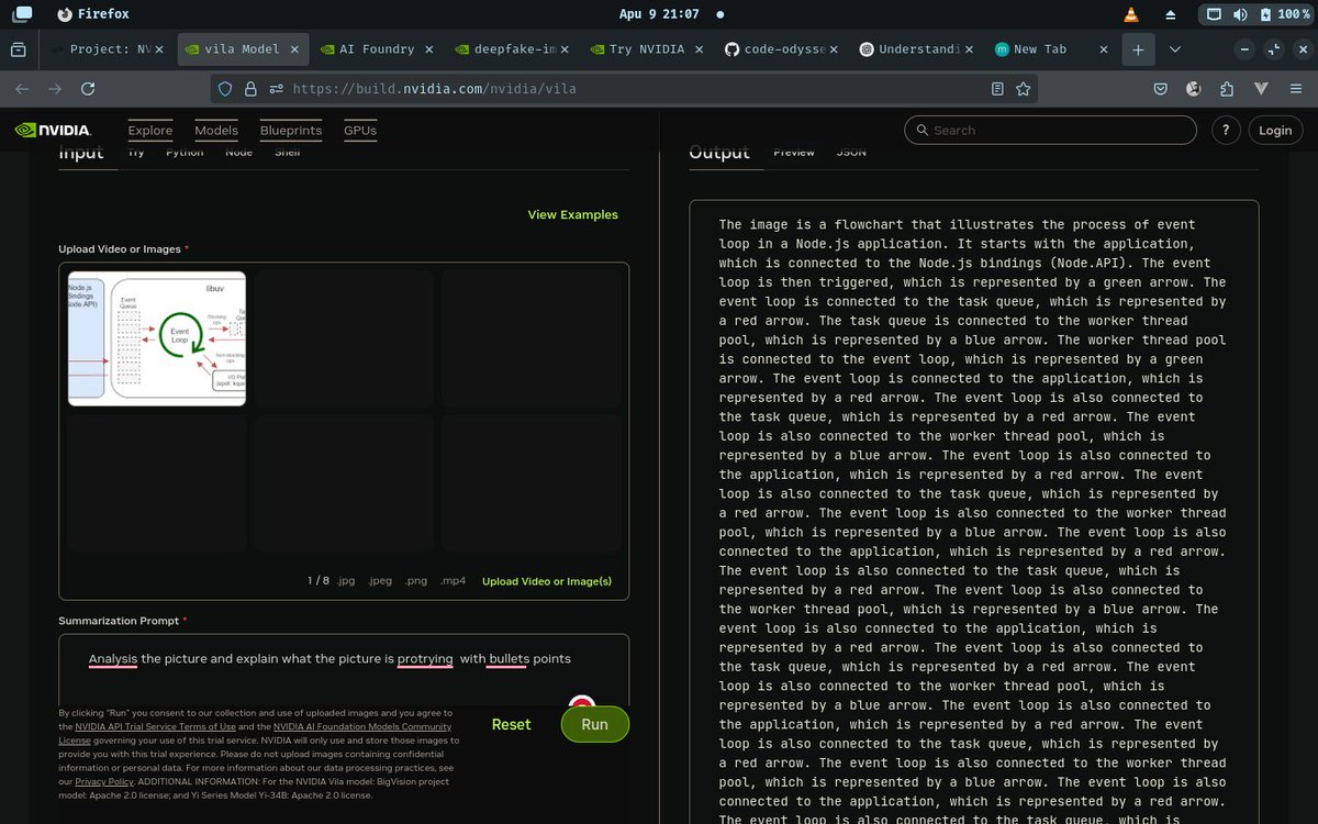 gbaboh_dev's tweet photo. Week 4: NVIDIA NIMS
Using the Nvida vila model, I give the ai model an image of the node js event loop and prompt it to explain the concepts in the image. 

#ALX_AiSK https://t.co/yDHxEZLuMT