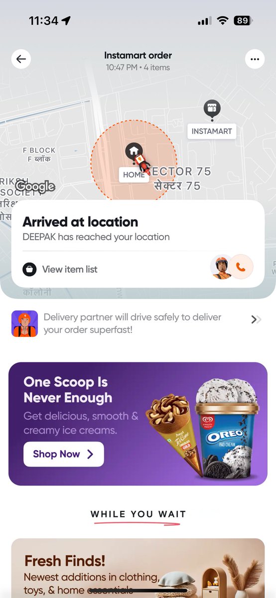 CAGPANDEY's tweet photo. @Swiggy @SwiggyCares Swiggy insta kindly change ur service name to Swiggy delay - if you are delivering items in 45 mins . Learn from @bigbasket_com how to deliver . SS of your delivery status and delivery status of @bigbasket_com If you can’t, shut it down . @astha_1990 https://t.co/m1zr6047lR