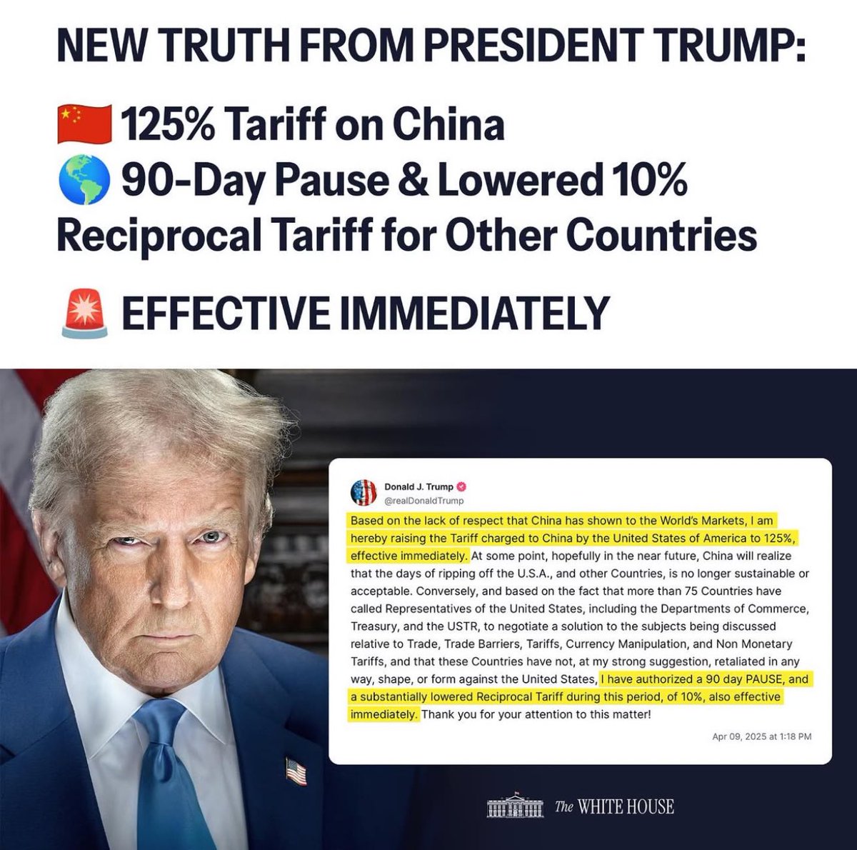 Paweł Żuchowski (@p_zuchowski) on Twitter photo Donald Trump skupia się na wojnie handlowej z Chinami. Podnosi cła dla tego kraju, zawiesza dla innych.
Ze wszystkimi nie da się walczyć, to chyba dotarło do Białego Domu. Donald Trump skupia się na wojnie handlowej z Chinami. Podnosi cła dla tego kraju, zawiesza dla innych.
Ze wszystkimi nie da się walczyć, to chyba dotarło do Białego Domu.