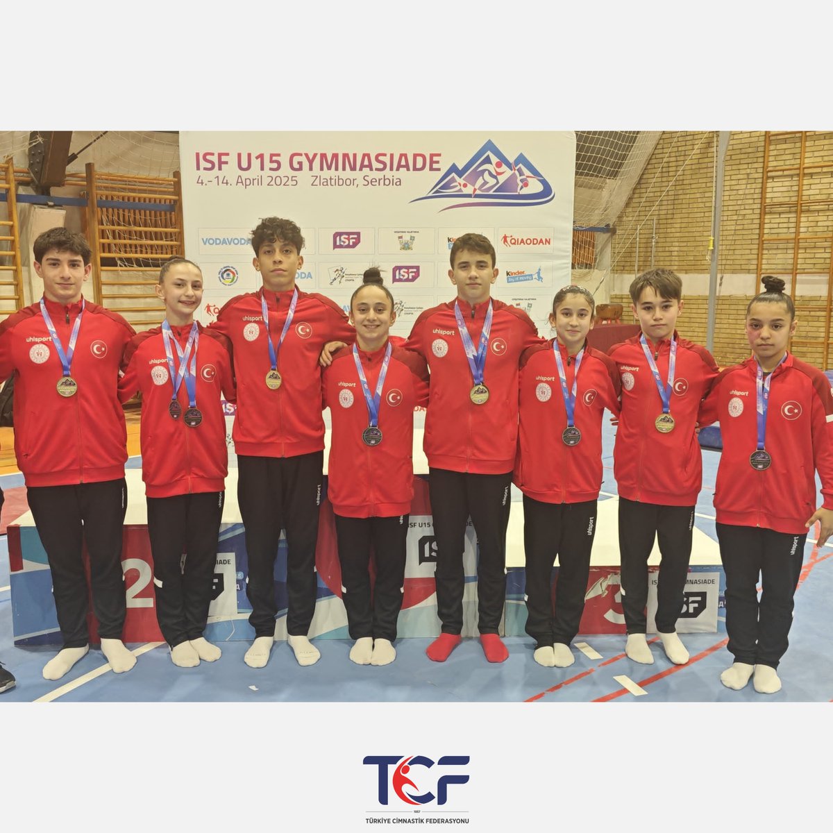 turkcimfed's tweet photo. Artistik Cimnastik Genç Millî Takımlarımızdan 13 madalya! 🥇🥇🥇🥈🥈🥈🥈🥈🥈🥉🥉🥉🥉

Artistik Cimnastik Genç Millî Takım sporcularımız, Sırbistan'da düzenlenen ISF Gymnasiade 2025'te 3 altın, 6 gümüş, 4 bronz olmak üzere toplam 13 madalya kazandı.

Sporcularımızı ve Antrenörlerimizi Tebrik Ederiz. 🇹🇷