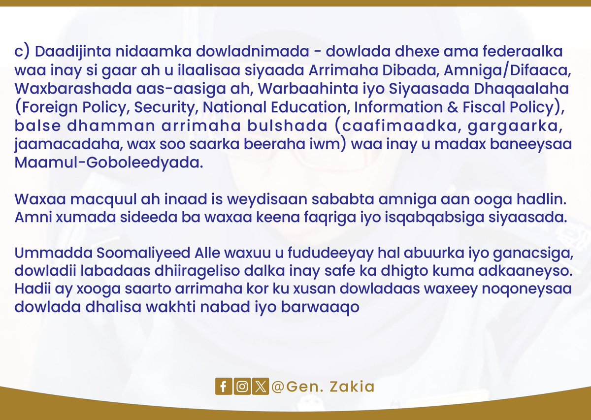 Ma awoodo in dalkaan Madaxweyne ka noqdo lkn waxaa awoodaa in garaadka bulshadeyda sare u qaado oo kuwa doonaaya inay dalkaan Madaxweyne ka noqdaan aan wax u ifiyo. 

Dadkii daneenaayay casharada sare waxaa idiin furay class-ka “Wisdoms World Lessons”. 

#SomaliRoadMap2026