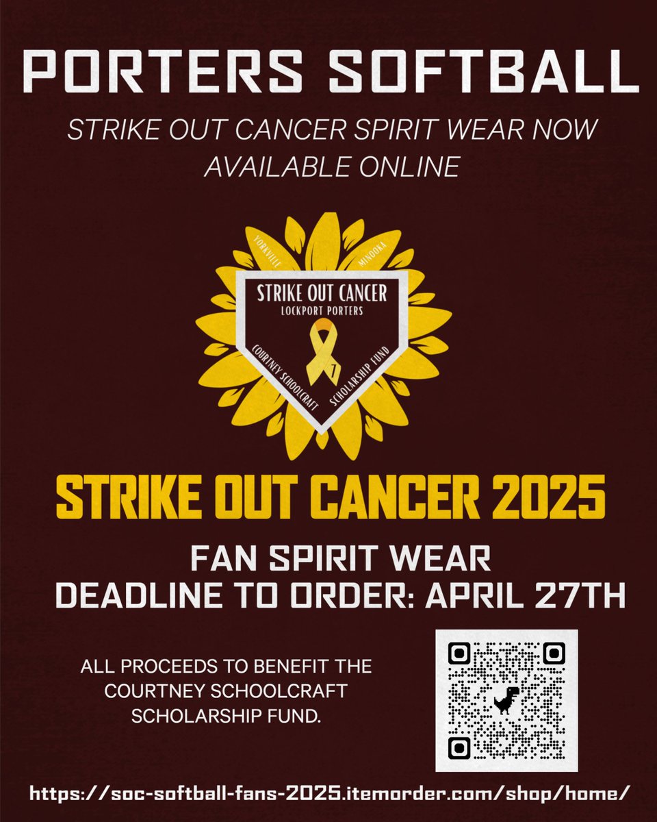 Porters Softball (@portersoftball1) on Twitter photo Strike Out Cancer Event, May 17th. Mark Your Calendars, pre-order your spirit wear and come watch some great softball and baseball games all day!
Great Cause...🎗️🌻🎗️soc-softball-fans-2025.itemorder.com/shop/home/
❤️⚓🥎
#CompleteFocus
<a href="/lthsathletics/">Lockport Athletics</a> Strike Out Cancer Event, May 17th. Mark Your Calendars, pre-order your spirit wear and come watch some great softball and baseball games all day!
Great Cause...🎗️🌻🎗️soc-softball-fans-2025.itemorder.com/shop/home/
❤️⚓🥎
#CompleteFocus
<a href="/lthsathletics/">Lockport Athletics</a>