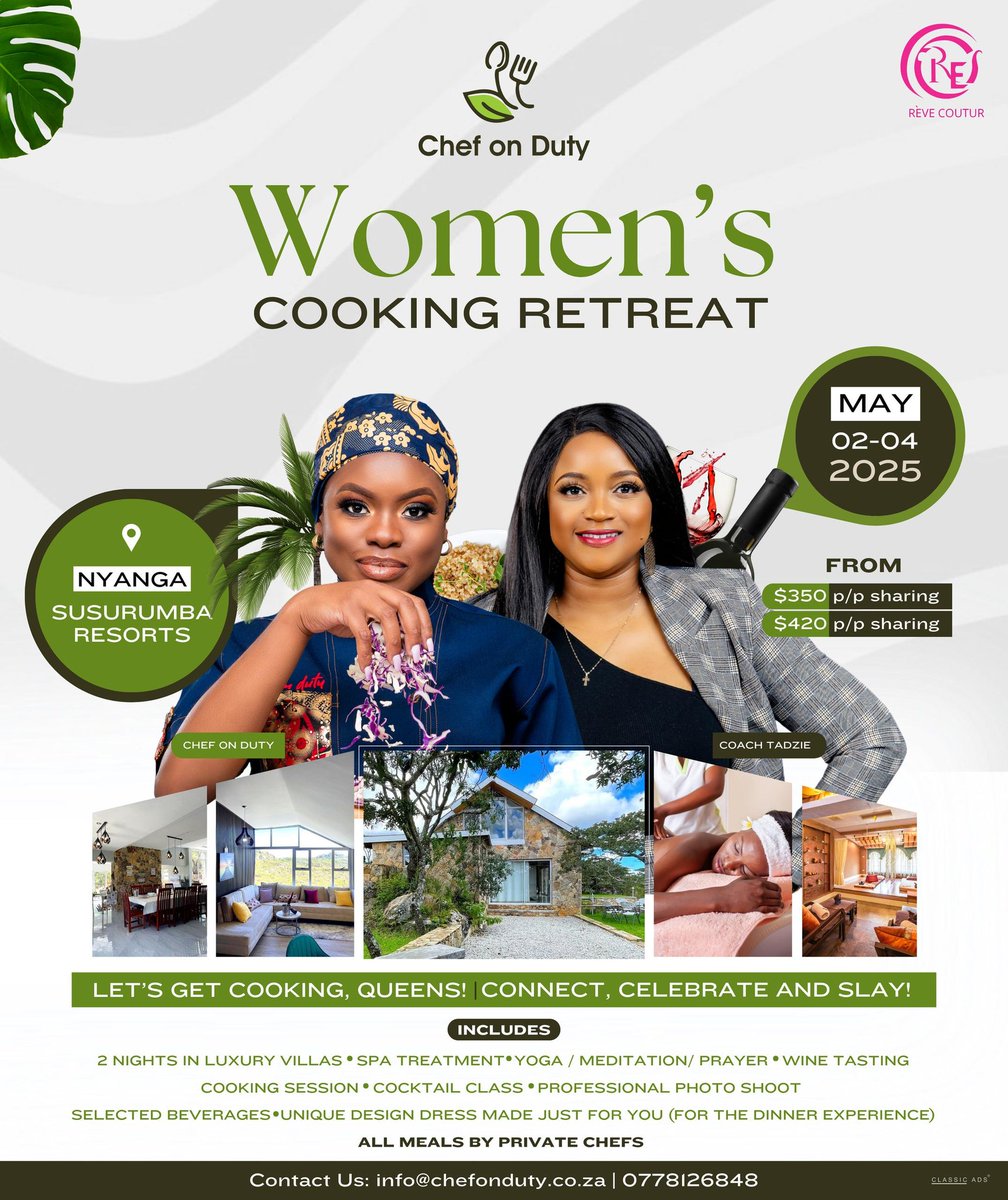 Ladies, are you ready?!

This is THE Women’s Retreat you do not want to miss! Hosted by the phenomenal <a href="/MizpahBore/">chefonduty</a>! ❤️

I’m shonored to be your Purpose Coach for this experience—where we’ll dive deep into discovering who you are. Buy your tickets here: tickets.chefonduty.co.za