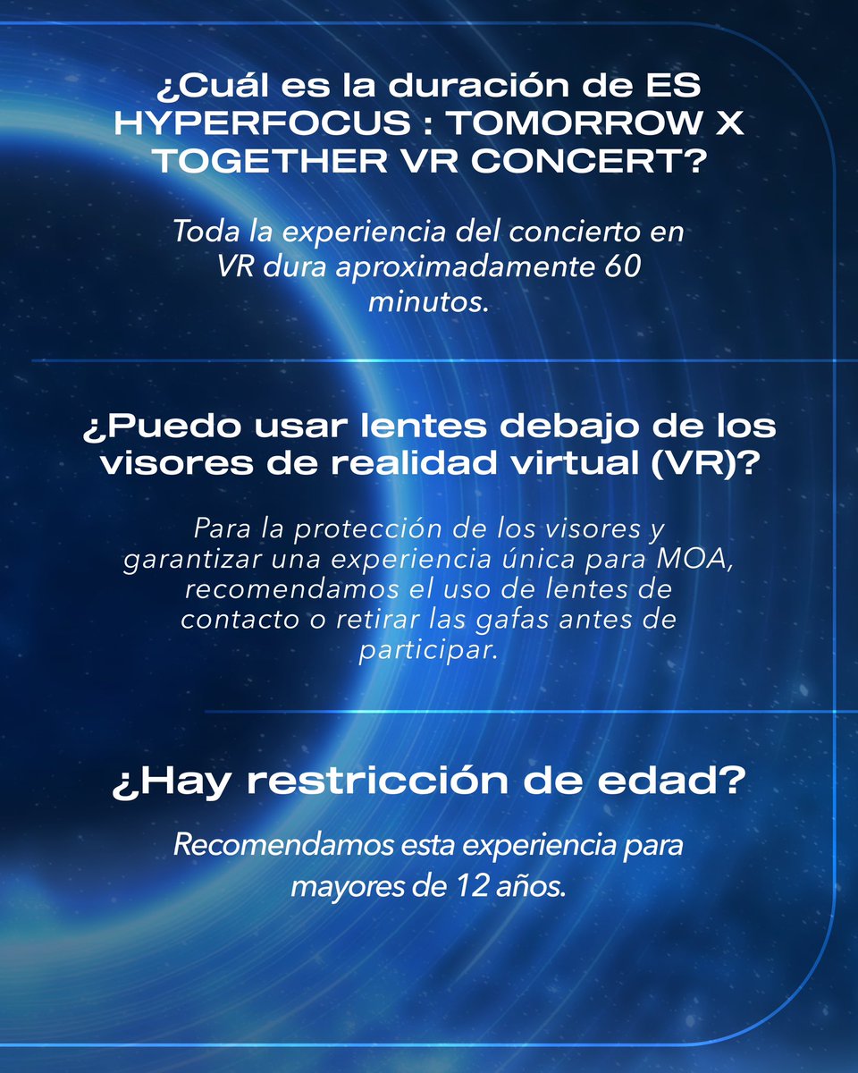 ocesa_kpop's tweet photo. Si te estás preguntando qué es HYPERFOCUS : TOMORROW X TOGETHER VR CONCERT en este post puedes encontrar información detallada.🩵🥽
#TOMORROW_X_TOGETHER #TXT
#TXT_VRconcert #VRConcert #AmazeVRConcert #TXTMexico https://t.co/TZnx4KoD2A