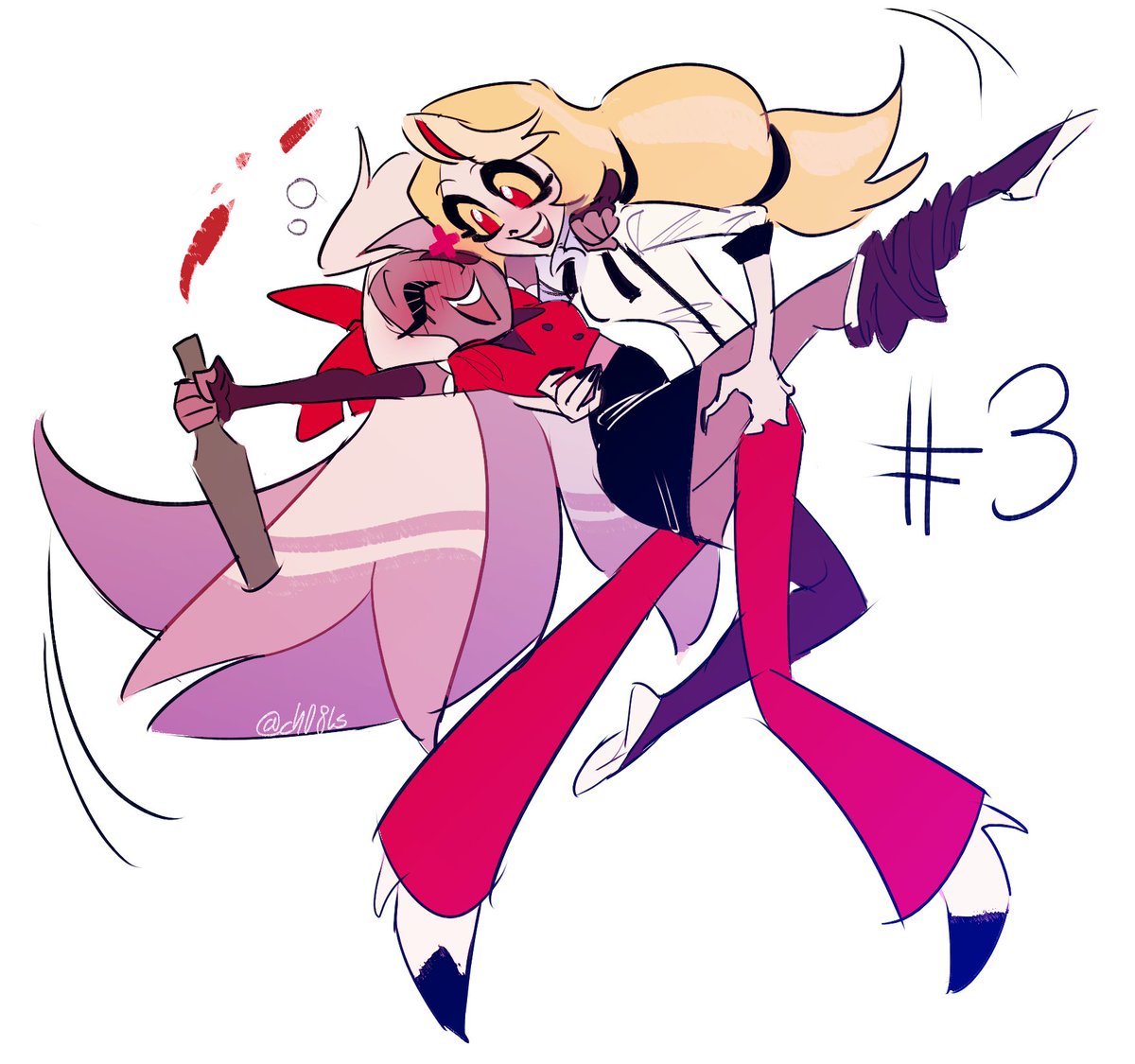 ch00ls's tweet photo. Day 3: Dancing / Drinking !!
#ChaggieWeek2025 #chaggie #HazbinHotel https://t.co/jvrFcbfunU
