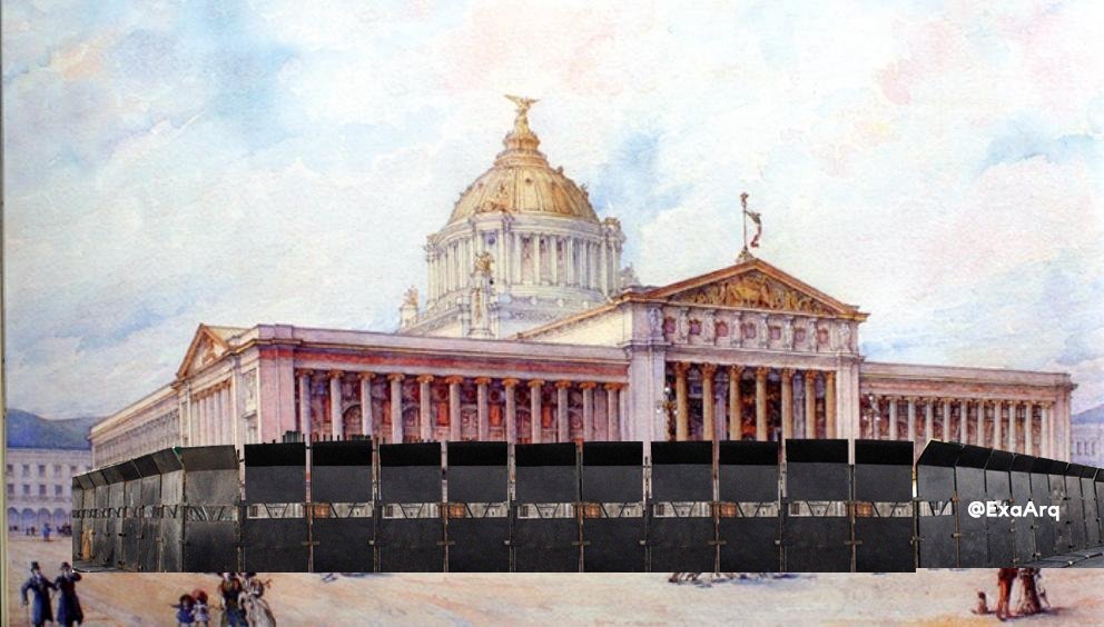 Así se vería hoy el Palacio Legislativo de Porfirio Díaz si se hubiera construido, seguramente lleno de rejas y bardas como pasa en otras sedes políticas.

Un proyecto lleno de irregularidades y fraudes en el concurso… pero bueno, no se hizo. Ya, mirar la historia sin nostalgia.