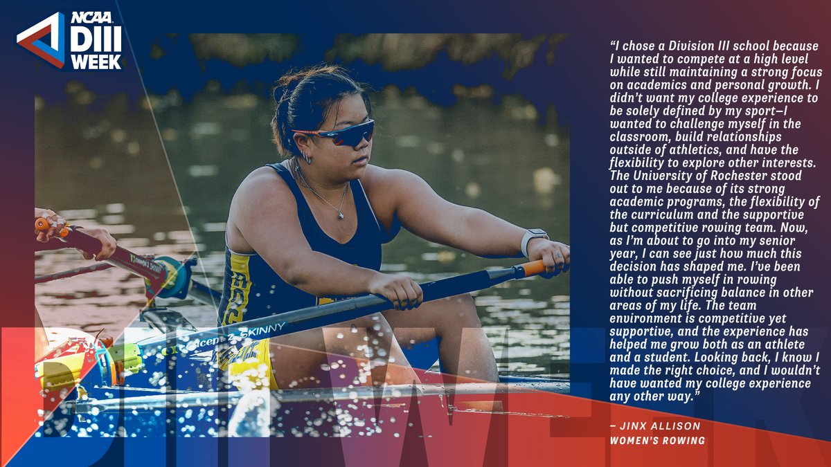 UofRathletics's tweet photo. #whyd3 and #whyRochester? In celebration of #d3week, we asked some of our Yellowjacket student athletes. Here are some of their responses 👇.  

#GoJackets // #Meliora