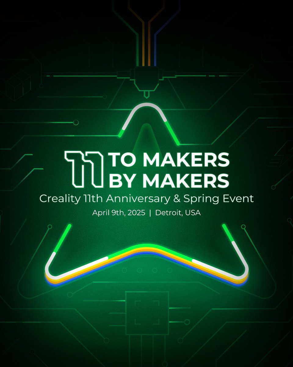 Creality3dP's tweet photo. ๐ And we're off! The #Creality11thAnniversary celebration has officially begun!
๐ https://t.co/OELKEmXMvZ
#creality #tomakersbymakers #iamamaker #3dprinting #MultifunctionalAdaptiveKnowledge3DEngineeringRobot https://t.co/kpEVmF0MBJ