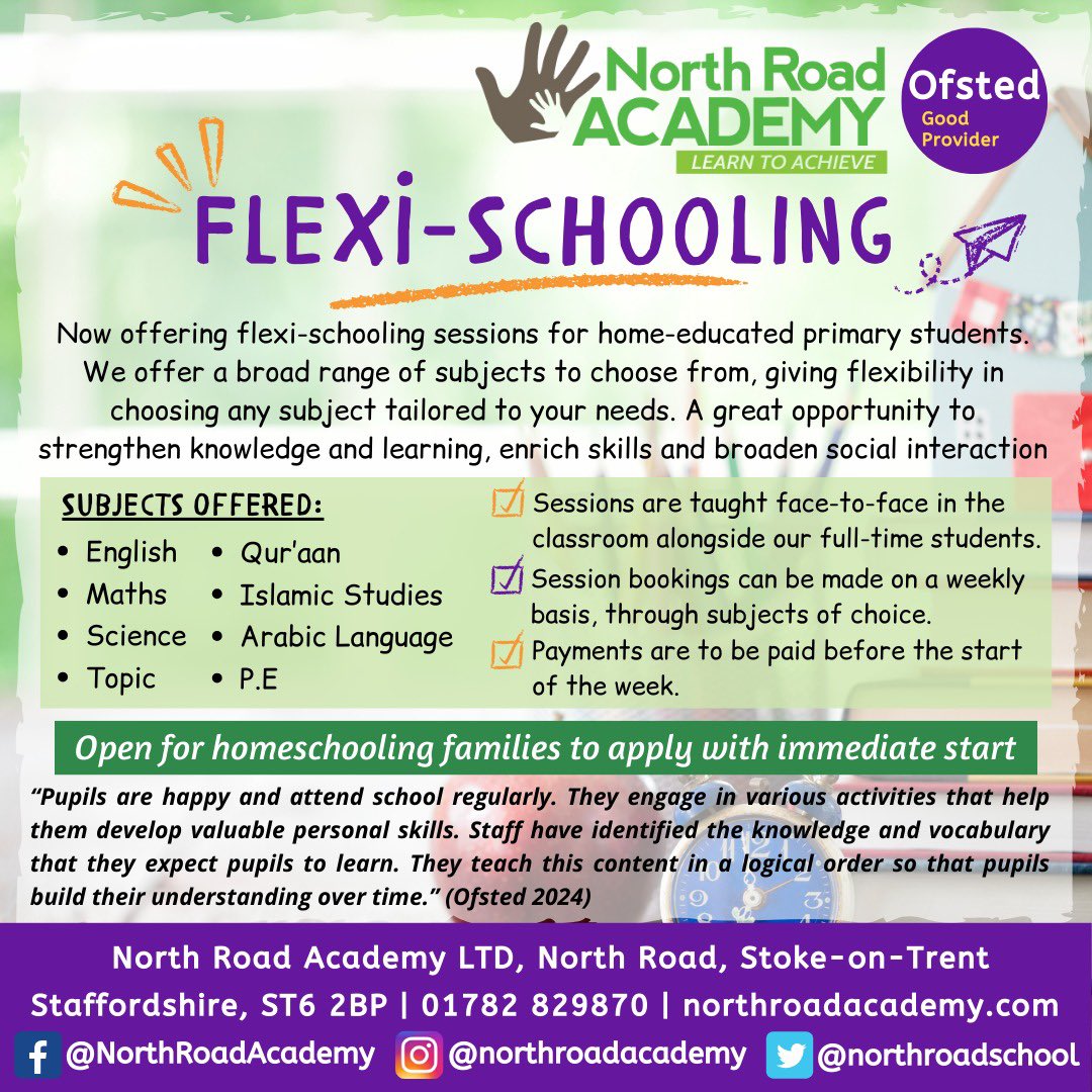 northrdacademy's tweet photo. To find out more information, check our school website regarding our Flexi-school provision 

https://t.co/HOcKVBVaIU https://t.co/vgISP4nWyW