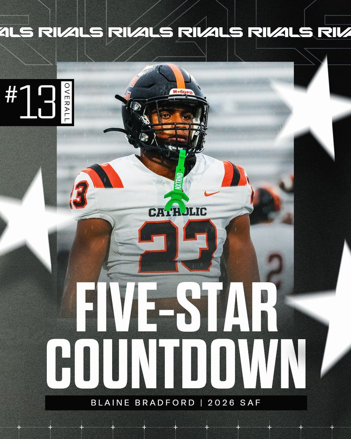 samspiegs's tweet photo. Rivals 5-star SAF Blaine Bradford will return to Ohio State this weekend for the Buckeyes' spring game 🌰
"This recruitment is shut down"
More on Bradford: https://t.co/MO83TPQruo https://t.co/eU4ZdL690z