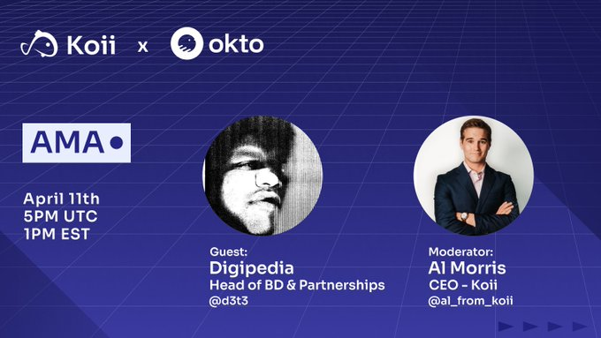🚀 Web3의 미래를 설계하라!
<a href="/okto_web3/">Okto 🐙</a> x <a href="/KoiiFoundation/">Koii 🎏</a> 𝕏 스페이스
🧠 주제: “차세대 10억 유저를 위한 Web3”
지갑부터 AI까지, 미래형 Web3 인프라를 공개합니다.

📅 4월 11일 (금) | ⏰ 오후 5시 UTC
🎙 특별 게스트 &amp; 업계 리더 총출동
🔔참여 알림 설정하기: x.com/i/spaces/1vOxw…