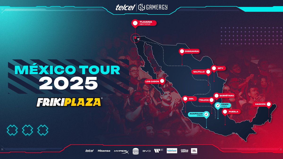 🔥¡El mapa oficial del TELCEL GAMERGY FRIKIPLAZA TOUR ha llegado✨
Recuerda que nuestra próxima visita es en Tijuana el 19 de abril. ✈️