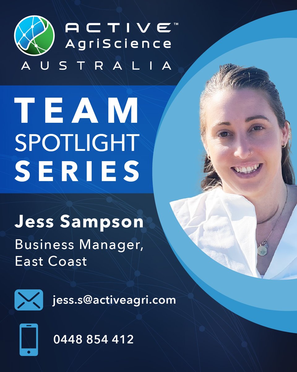 Meet Jess Sampson, our East Coast Business Manager! With 15 years of agribusiness experience, Jess supports growers across VIC and NSW, helping meet the rising demand for our nitrogen stabilizers and crop nutrition solutions.

📩 Contact Jess:
jess.s@activeagri.com
0448 854 412