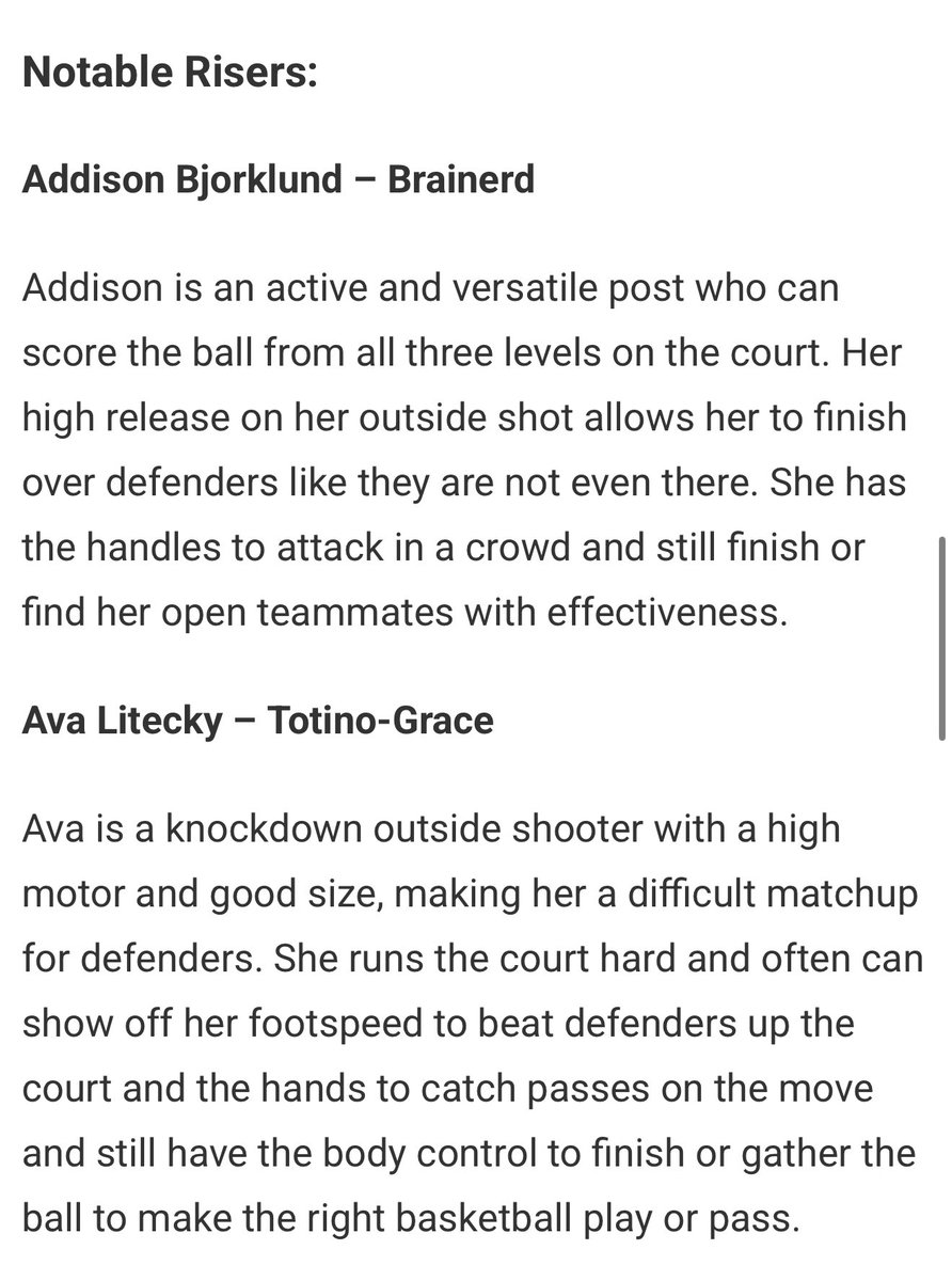 Minnesota Stars 2027 3SSB (@mnstars2027) on Twitter photo A couple 2027 <a href="/MinnesotaStars/">Minnesota Stars AAU</a> #3SSB players climbing the <a href="/JrAllStarMN/">Minnesota Jr. All-Star GBB</a> rankings ladder. Congrats to <a href="/AddyBjorklund27/">Addison Bjorklund</a> & <a href="/avalitecky11/">Ava Litecky</a> #StarsFam <a href="/EricJrAllStar/">EricJrAllStar</a> A couple 2027 <a href="/MinnesotaStars/">Minnesota Stars AAU</a> #3SSB players climbing the <a href="/JrAllStarMN/">Minnesota Jr. All-Star GBB</a> rankings ladder. Congrats to <a href="/AddyBjorklund27/">Addison Bjorklund</a> & <a href="/avalitecky11/">Ava Litecky</a> #StarsFam <a href="/EricJrAllStar/">EricJrAllStar</a>