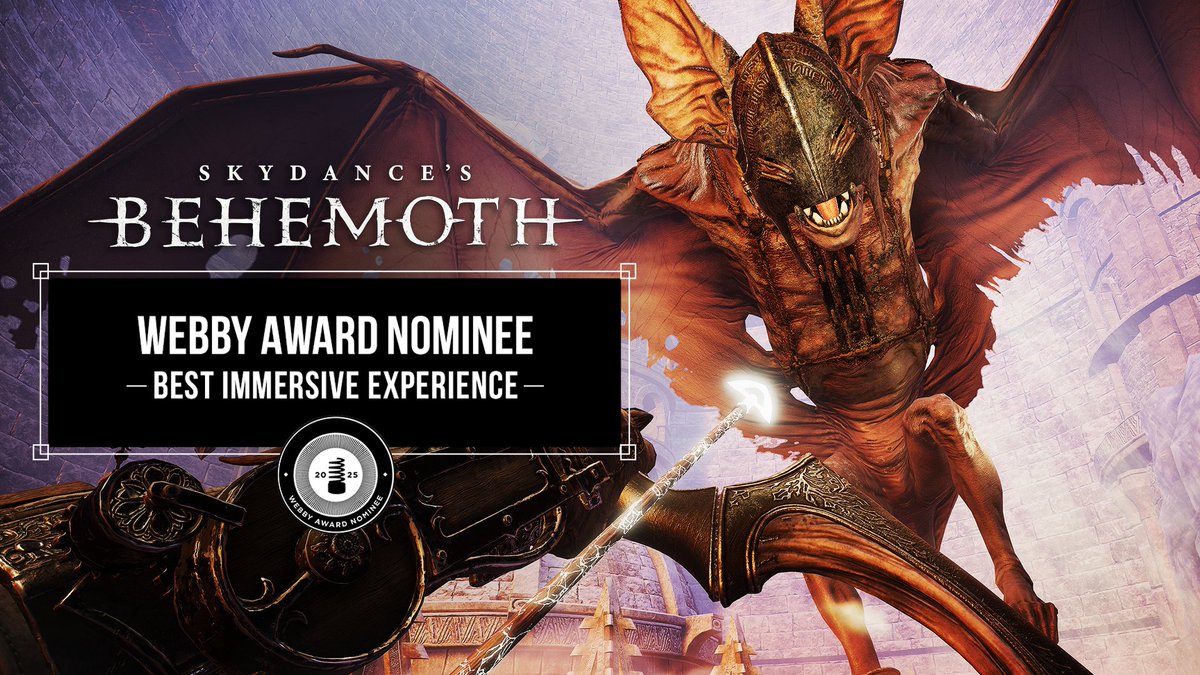 Skydance Games (@skydancegames) on Twitter photo Skydance's BEHEMOTH has been nominated by <a href="/TheWebbyAwards/">The Webby Awards</a> for Best Immersive Experience under the Games category!
If you enjoyed your time in the Forsaken Lands, we'd be honored if you voted for our game. Voting closes on April 17th!
vote.webbyawards.com/PublicVoting#/… Skydance's BEHEMOTH has been nominated by <a href="/TheWebbyAwards/">The Webby Awards</a> for Best Immersive Experience under the Games category!
If you enjoyed your time in the Forsaken Lands, we'd be honored if you voted for our game. Voting closes on April 17th!
vote.webbyawards.com/PublicVoting#/…