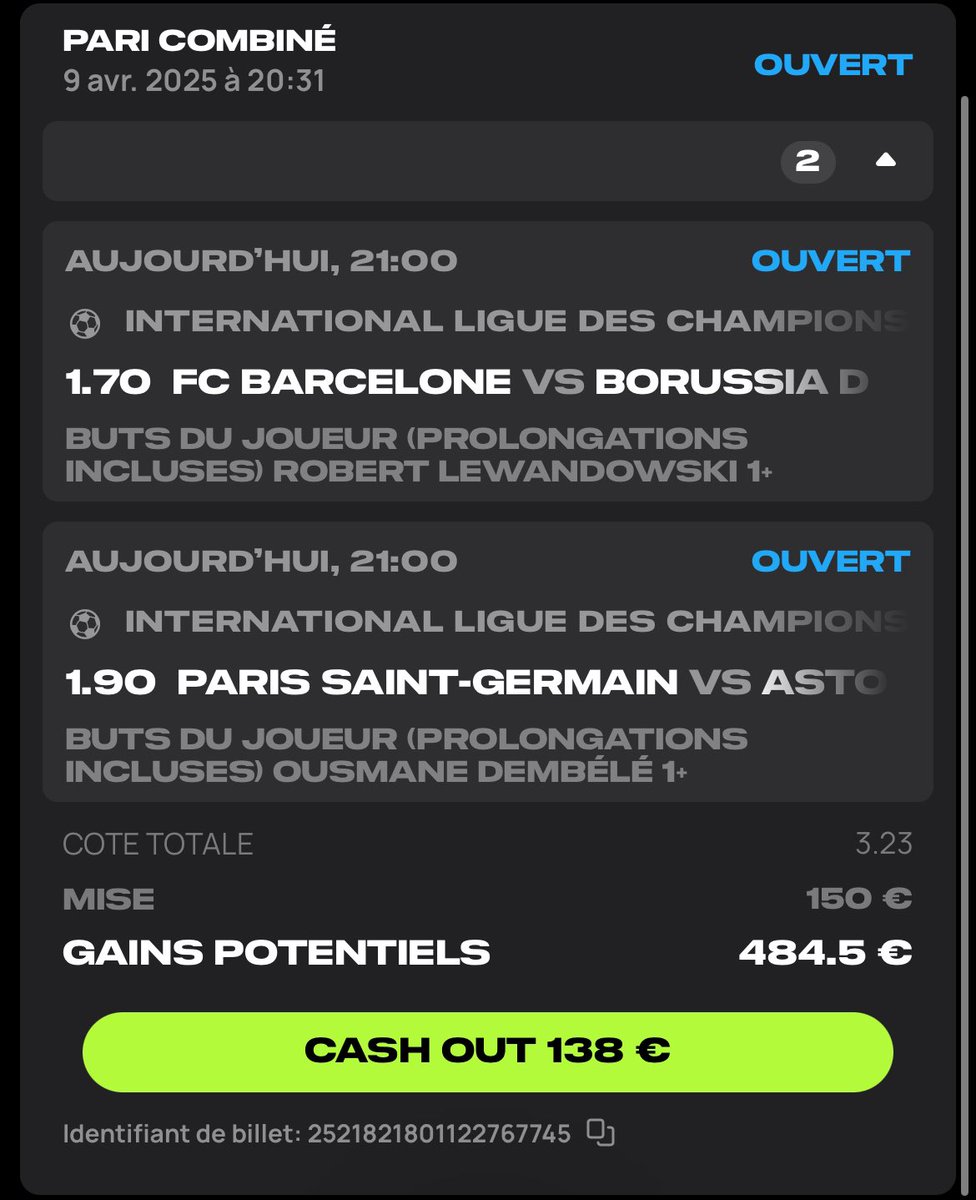 Nieostry's tweet photo. ⚽️ #ChampionsLeague ⚽️

Deux bets pour ce soir ⬇️

Les meilleures cotes sont sur #FCMOON , meilleur book 😈

Rejoins-moi ici : https://t.co/VyR51GHGGv

#TeamParieur #TeamParieurs #UCL #LDC #LiguedesChampions https://t.co/cJfd8ZrchF