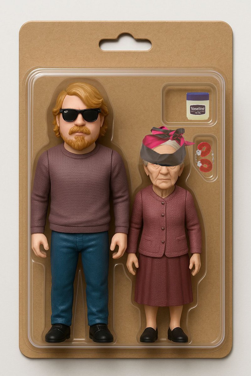 I'm delighted to announce that I've just received the prototype of the Jake and his Nan toy. Both figures obviously have fully removable clothes and 'accessories'!