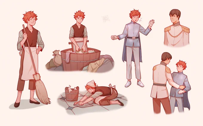I remembered I drew this in 2019 Disney Cinderella AU that feels like it was in another life my style changed so much #haikyuu #kagehina