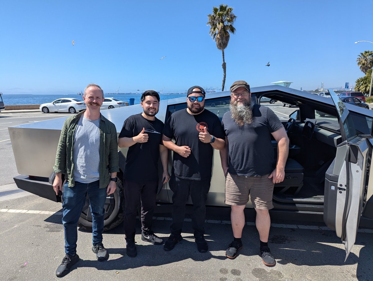 tjstebbing's tweet photo. Just took a cybertruck for a test drive at Long Beach thanks to @jorgitoftw and Steven from @Tesla 🔥 https://t.co/HrUFVAu3I3