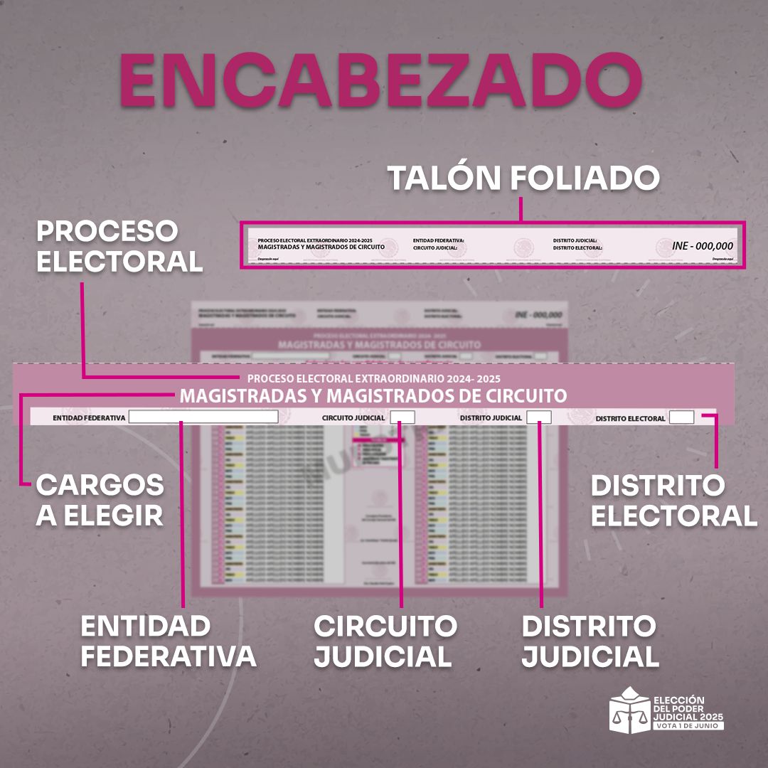INEMexico's tweet photo. 🗳️ ¿Cómo marcar tu voto en la elección de Magistraturas de Circuito?

1️⃣ Encuentra los nombres de las candidaturas en la boleta. 
🔢 Localiza los números correspondientes a cada candidatura. 
✍️ Marca con dos dígitos en los recuadros indicados.

💡 Decide con información, tu voto hace la diferencia.

#VotaPoderJudicial2025mx