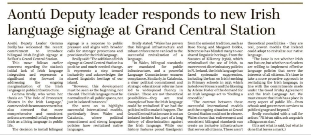 Ní hé an ráite, ach an gnách a fhágann an rian.”

The addition of Irish signage at Grand Central Station is a positive and much-needed change. It represents a step toward inclusivity and acknowledges the shared linguistic heritage of our island. However, this development must be