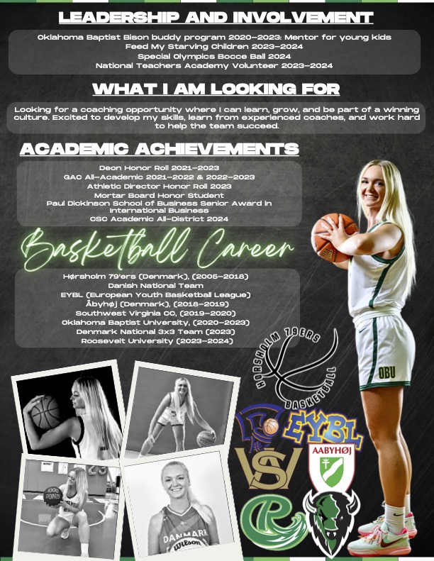 🚨 Looking for Coaching Opportunities 🚨
As I wrap up my year as the Women’s Basketball Graduate Assistant at Roosevelt University, I am excited and ready for the next chapter! I am open to all opportunities anywhere in the country!