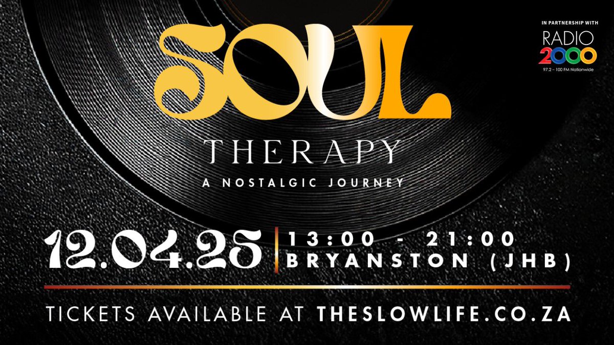 Radio2000_ZA's tweet photo. ✨Experience the Pinnacle of Luxury at Soul Therapy;  a one-of-a-kind journey on April 12, 2025 ⏲️ 1-9pm, as we present an exclusive and unparalleled experience in the heart of Bryanston, Johannesburg.
🎟️ Secure Your Spot now at https://t.co/tUDqZ2fqli
 #SoulTherapy #TheSlowLife https://t.co/FszdYZ4toT