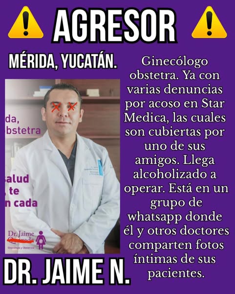 ReporteroYuca's tweet image. #Ojo exhiben a ginecólogo de #Mérida por compartir fotos íntimas de sus pacientes. El tipo trabajaría en el Star Médica y la denuncia la hizo el colectivo &quot;Chicas Riot&quot; . Las fotos las habría compartido mediante un grupo de WHATSAPP donde se encuentran otros de sus colegas 1/2.