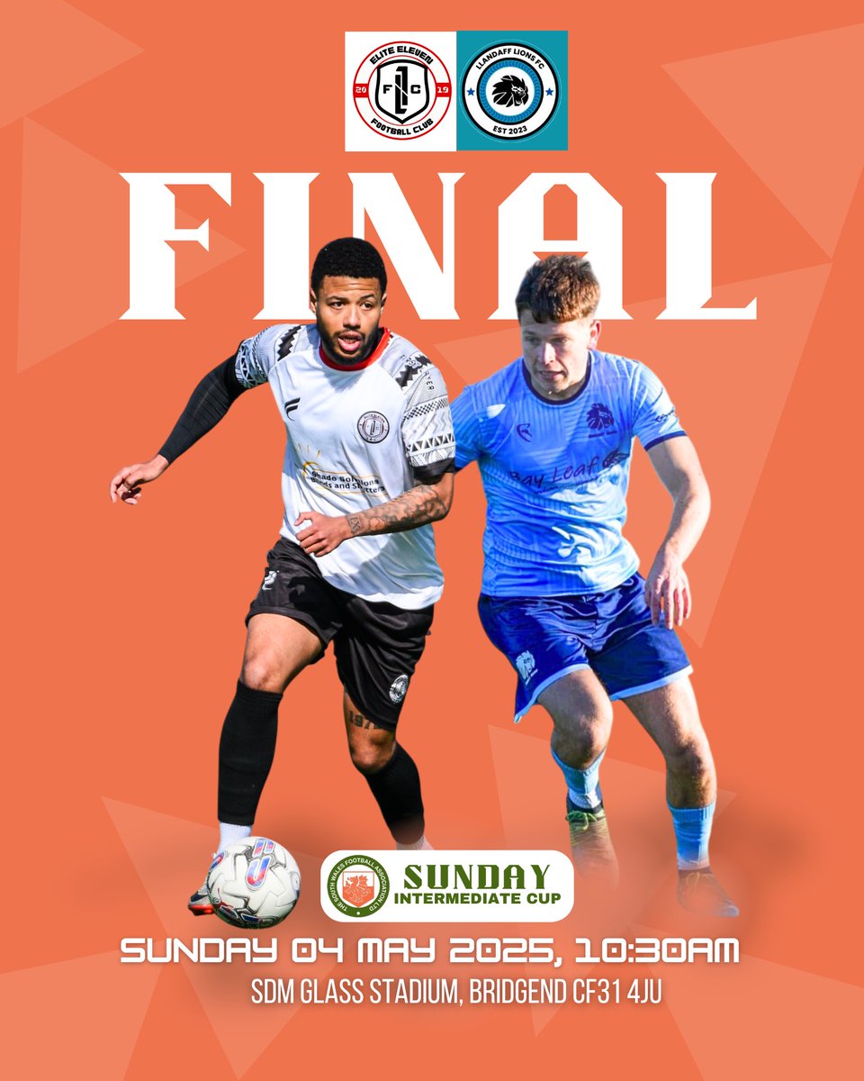 🏆Get ready for the SUNDAY showdown!
INTERMEDIATE CUP FINAL! It’s an epic showdown between Elite FC and Llandaff Lions. Earlier this season, we drew 4-4 after Llandaff's incredible comeback from a 4-1 halftime deficit. Bring the whole family for a thrilling day of football! ⚽️